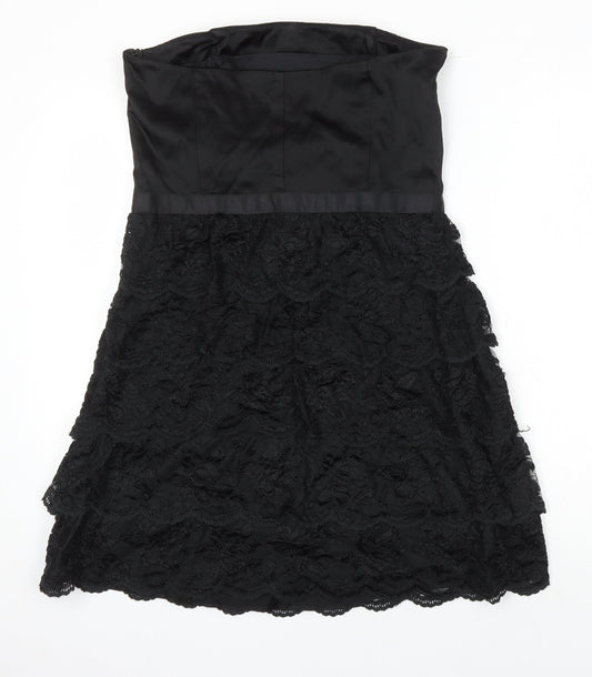 Oasis Womens Black Acetate A-Line Size 16 Off the Shoulder