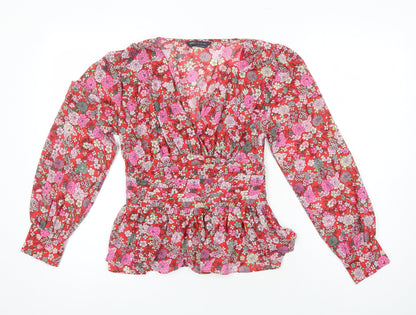 M&S Womens Multicoloured Floral Polyester Tunic Blouse Size 6 Sweetheart