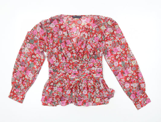 M&S Womens Multicoloured Floral Polyester Tunic Blouse Size 6 Sweetheart