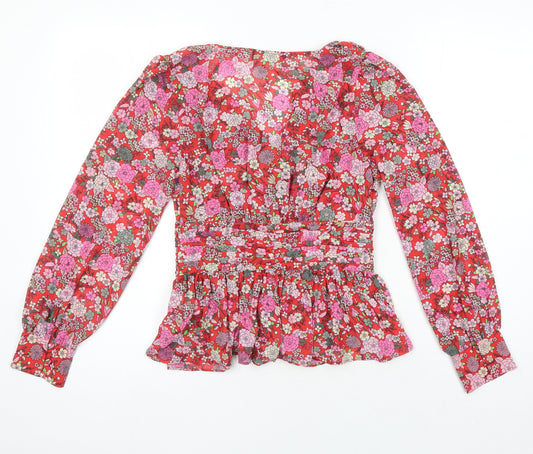 M&S Womens Multicoloured Floral Polyester Tunic Blouse Size 6 Sweetheart