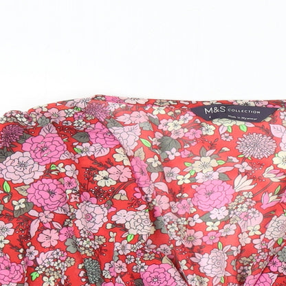 M&S Womens Multicoloured Floral Polyester Tunic Blouse Size 6 Sweetheart