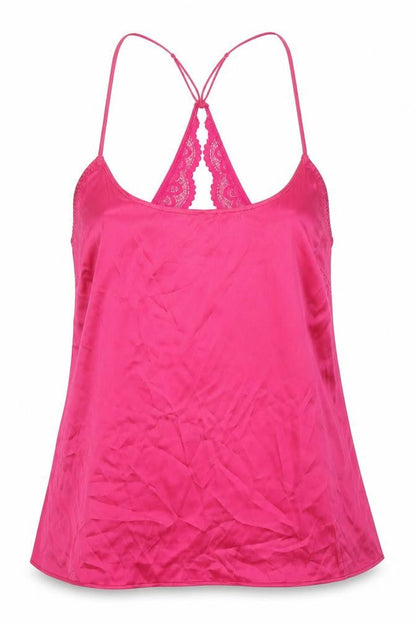 Marks & Spencer Womens Pink Solid Polyester Cami Pyjama Top Size L
