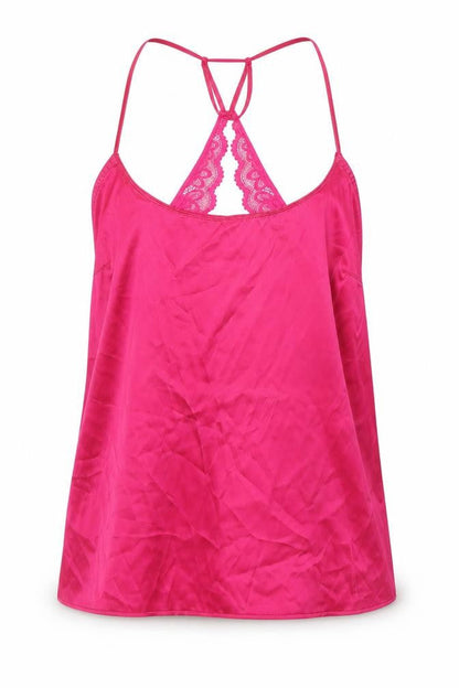 M&S Womens Pink Solid Polyester Cami Pyjama Top Size L