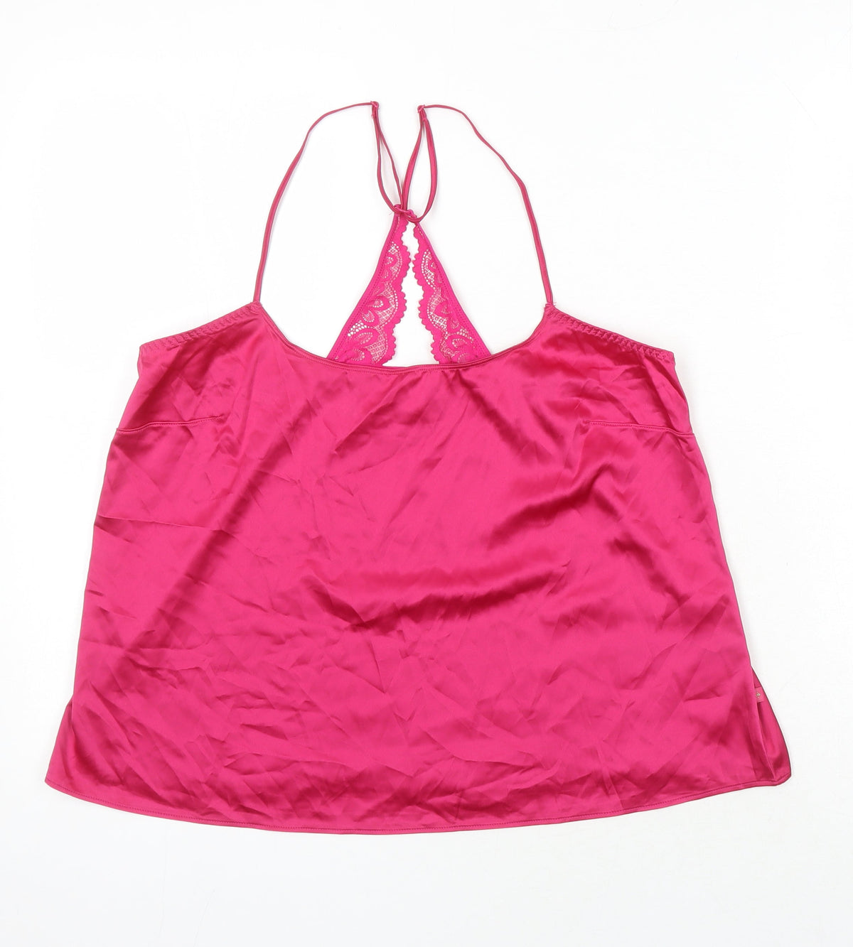 Marks & Spencer Womens Pink Solid Polyester Cami Pyjama Top Size L