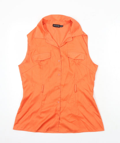 Womens UK Size 14 PRETTYLITTLETHING Orange Tunic Button-Up