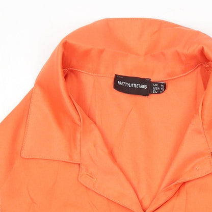 Womens UK Size 14 PRETTYLITTLETHING Orange Tunic Button-Up