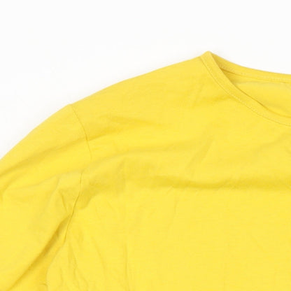 Boohoo Womens Yellow Cotton Tunic T-Shirt Size 12 Boat Neck