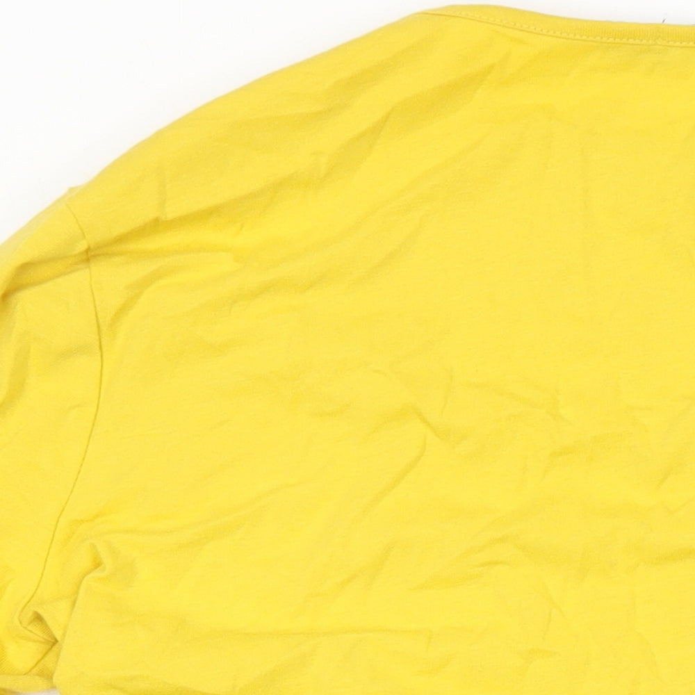 Boohoo Womens Yellow Cotton Tunic T-Shirt Size 12 Boat Neck