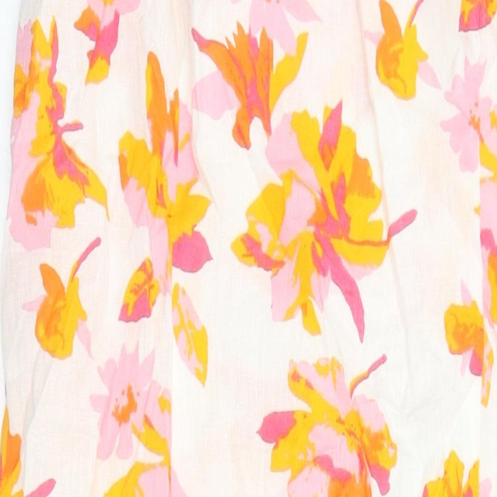ASOS Womens Multicoloured Floral Cotton Pencil Dress Size 12 Square Neck Zip - Back split