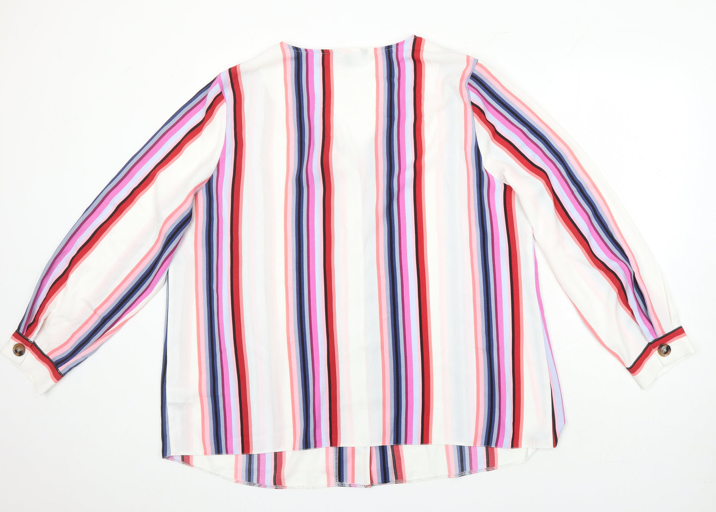 Bonmarché Womens Multicoloured Striped Polyester Tunic Blouse Size 22 V-Neck