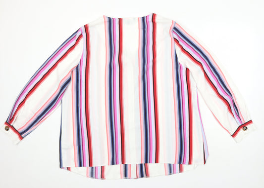Bonmarché Womens Multicoloured Striped Polyester Tunic Blouse Size 22 V-Neck