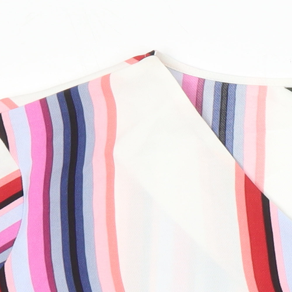 Bonmarché Womens Multicoloured Striped Polyester Tunic Blouse Size 22 V-Neck