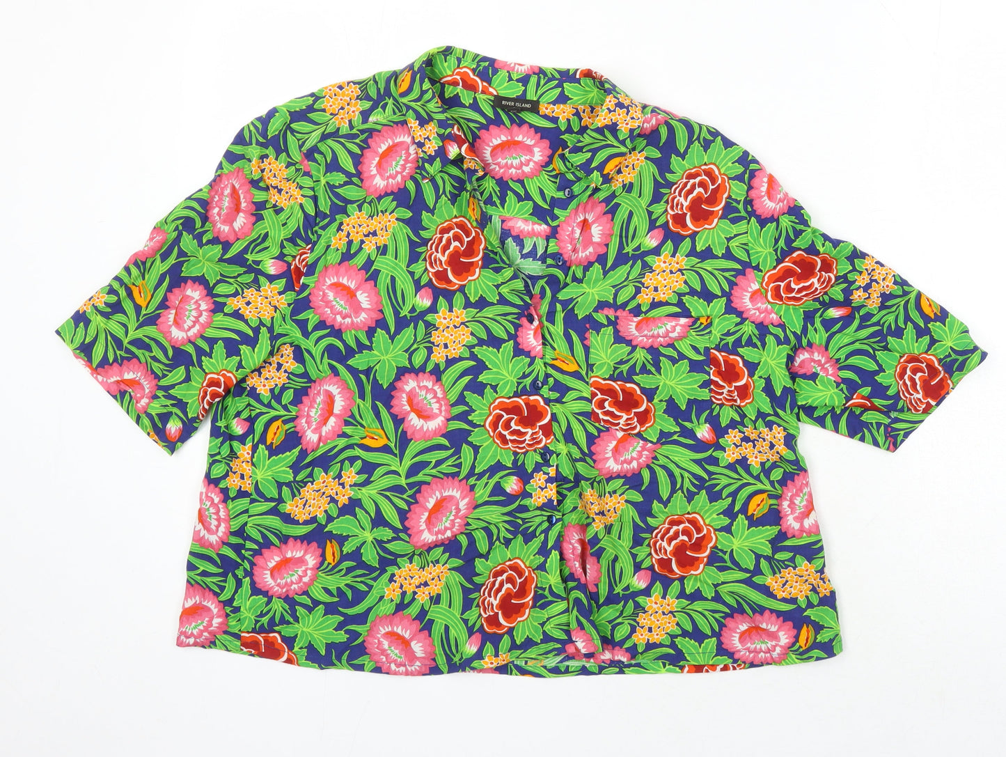 Womens UK Size 12 River Island Multicoloured Tunic Blouse