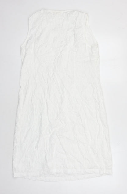 Adini Womens White 100% Cotton Shift Size M Scoop Neck