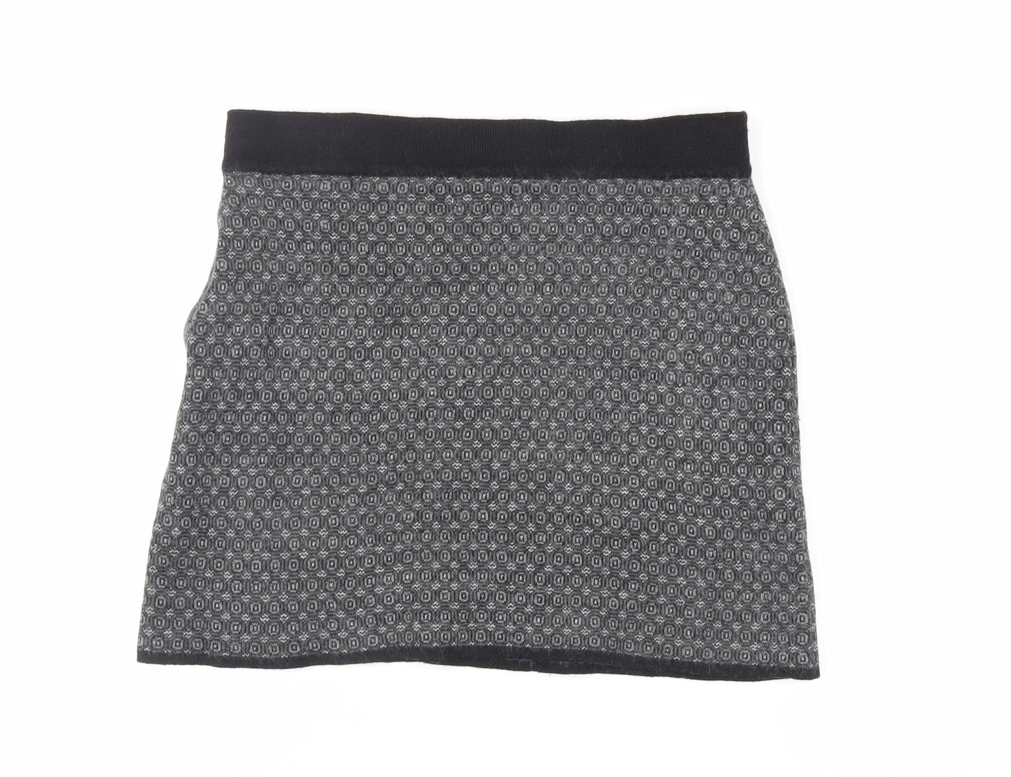 Kenar Womens Grey Geometric Acrylic Mini Skirt Size L - Elasticated Waist