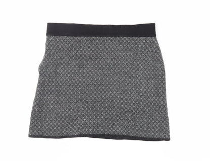 Kenar Womens Grey Geometric Acrylic Mini Skirt Size L - Elasticated Waist