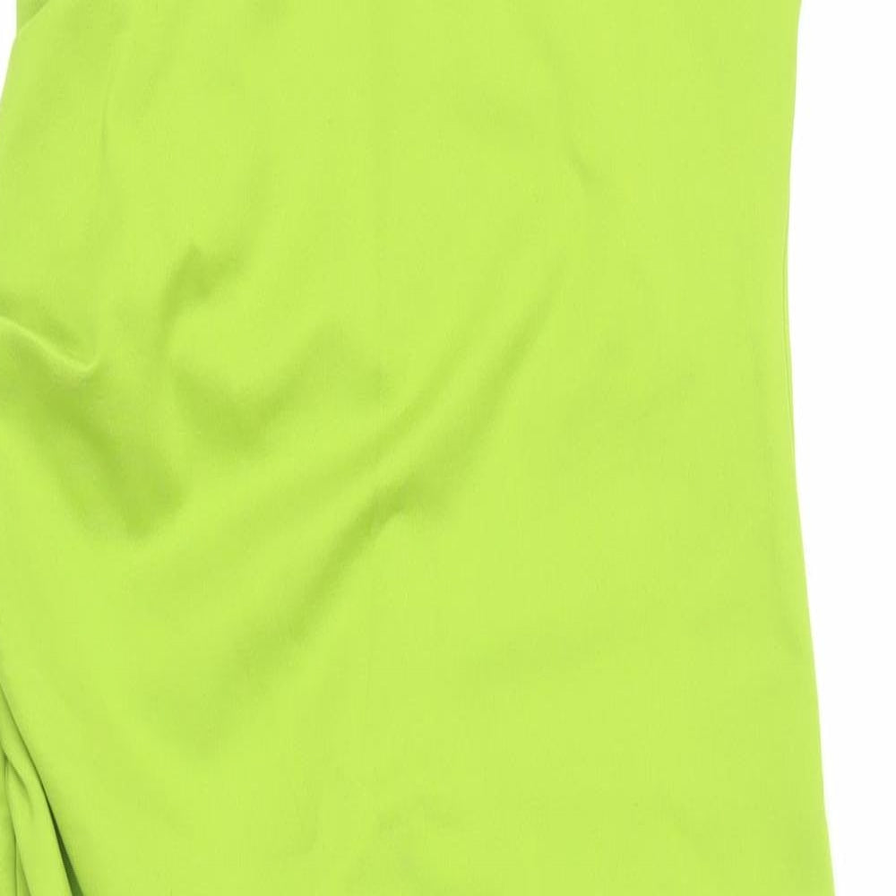 Zara Womens Green Polyester Sheath Size L Round Neck Zip - Ruched