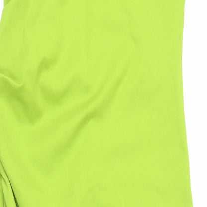 Zara Womens Green Polyester Sheath Size L Round Neck Zip - Ruched