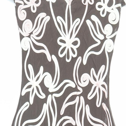 Phase Eight Womens Brown Geometric Nylon Fit & Flare Size 8 V-Neck - Embroidered