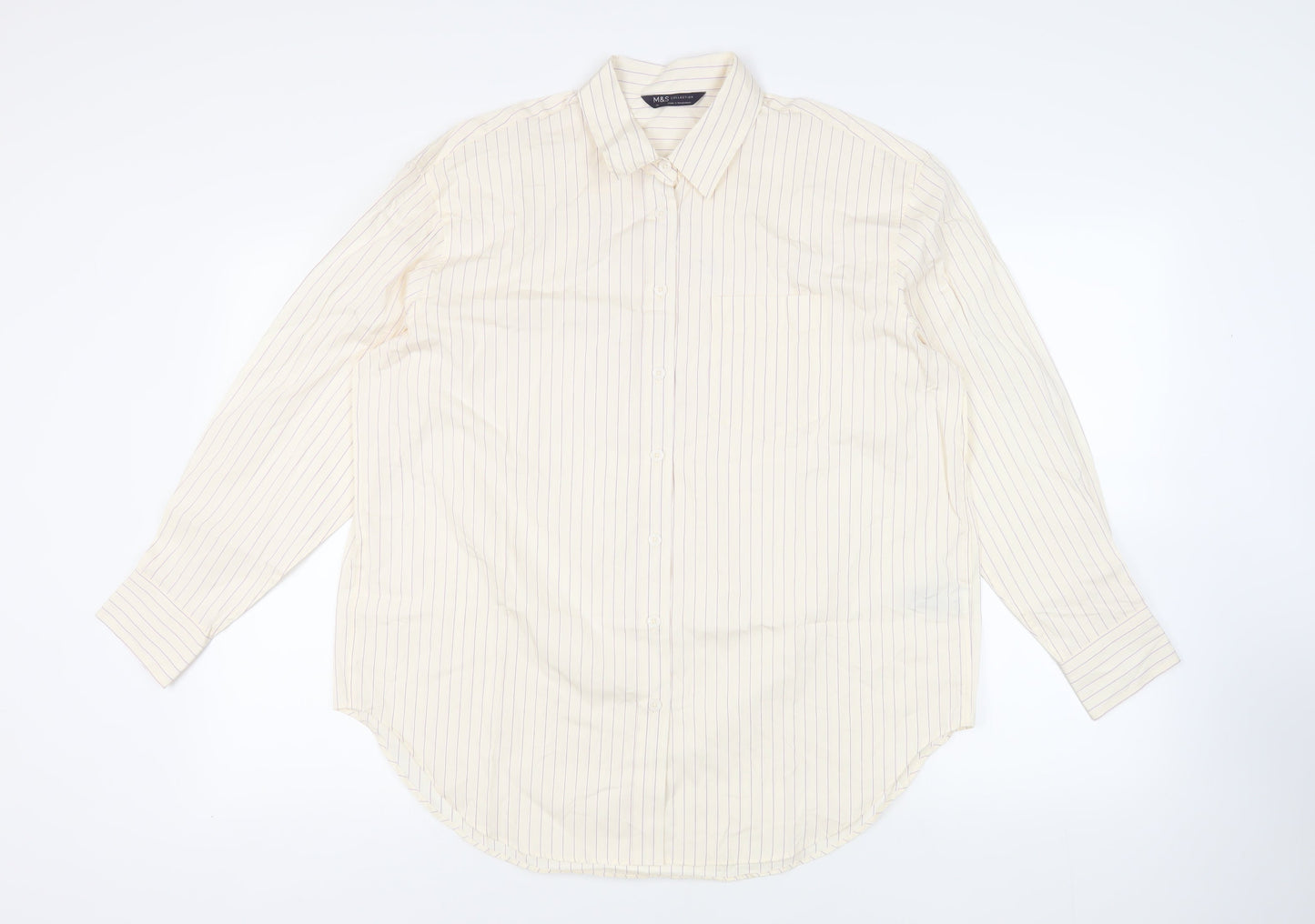 Womens UK Size 14 Marks and Spencer Ivory Basic Button-Up