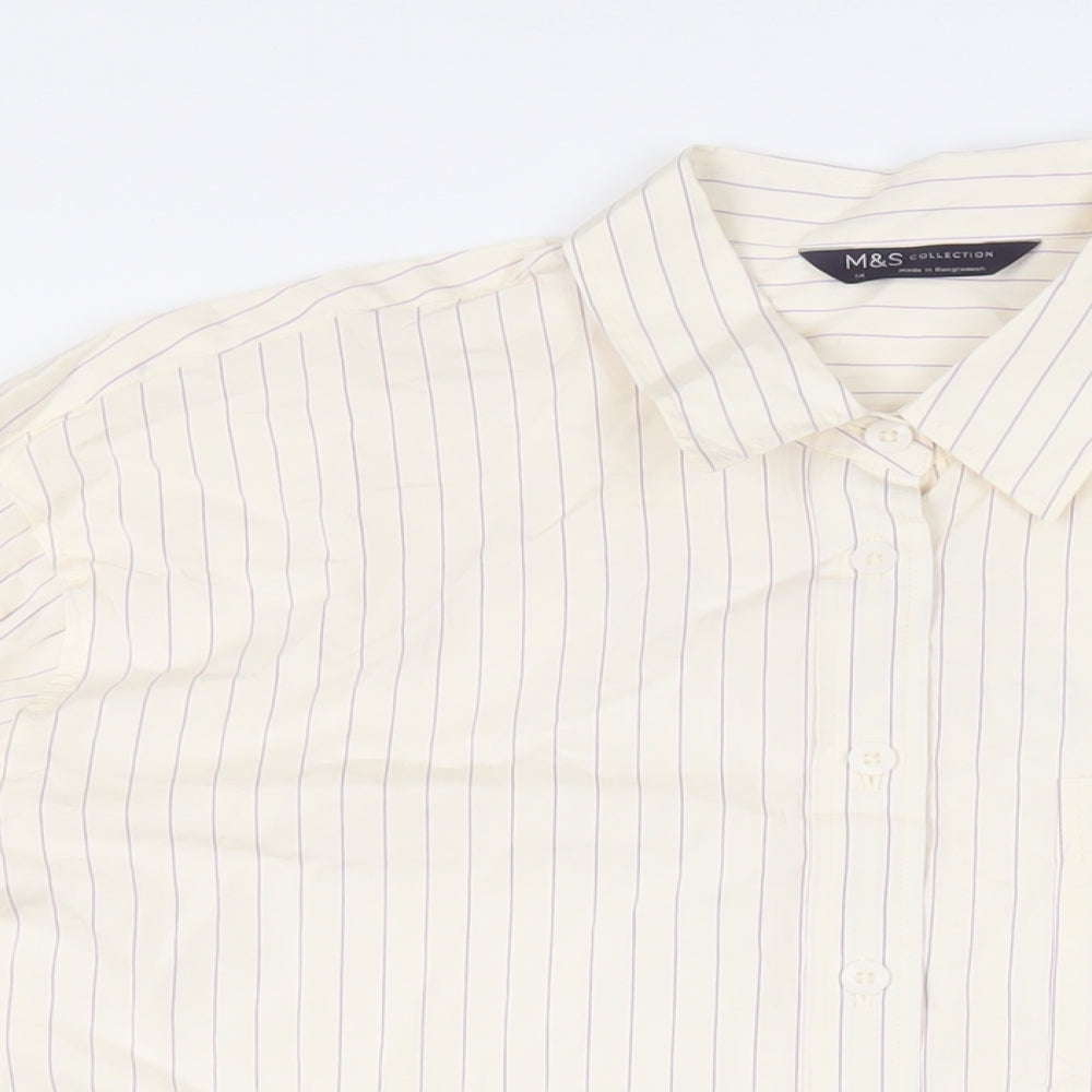 Womens UK Size 14 Marks and Spencer Ivory Basic Button-Up
