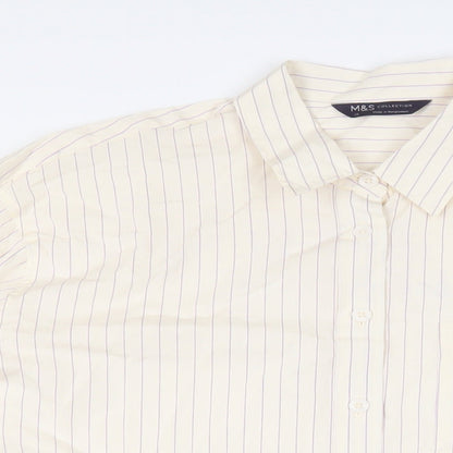 Womens UK Size 14 Marks and Spencer Ivory Basic Button-Up