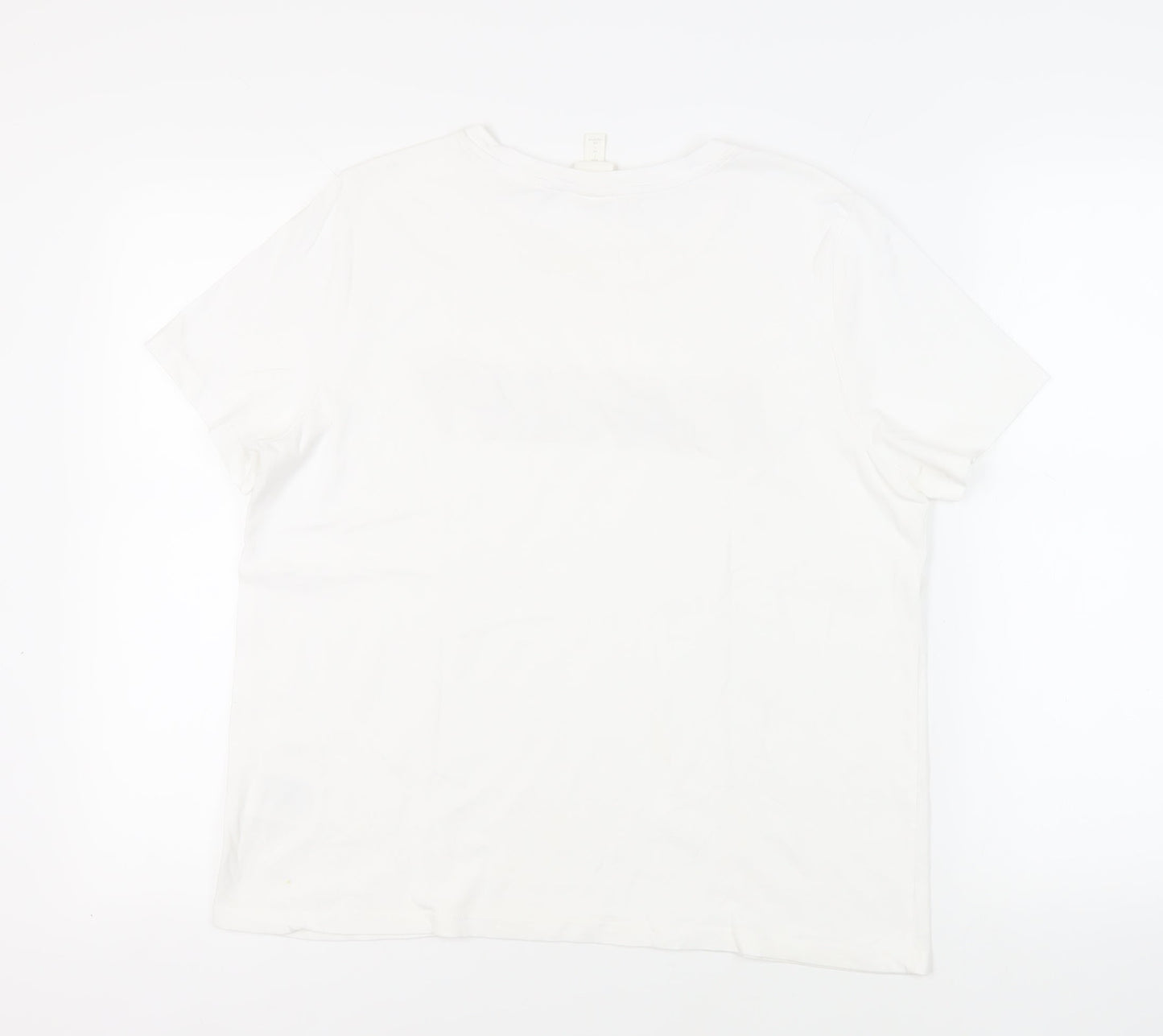 H&M< Womens White Cotton Basic T-Shirt Size L Crew Neck - Embellished