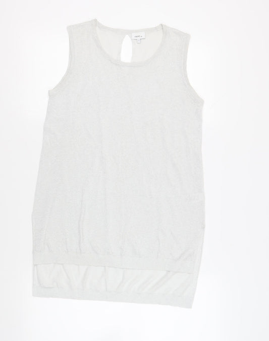 Womens UK Size 12 NEXT Silver Tunic Blouse