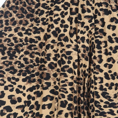 Boohoo Womens Beige Animal Print Polyester Pleated Skirt Size S - Elasticated Waist
