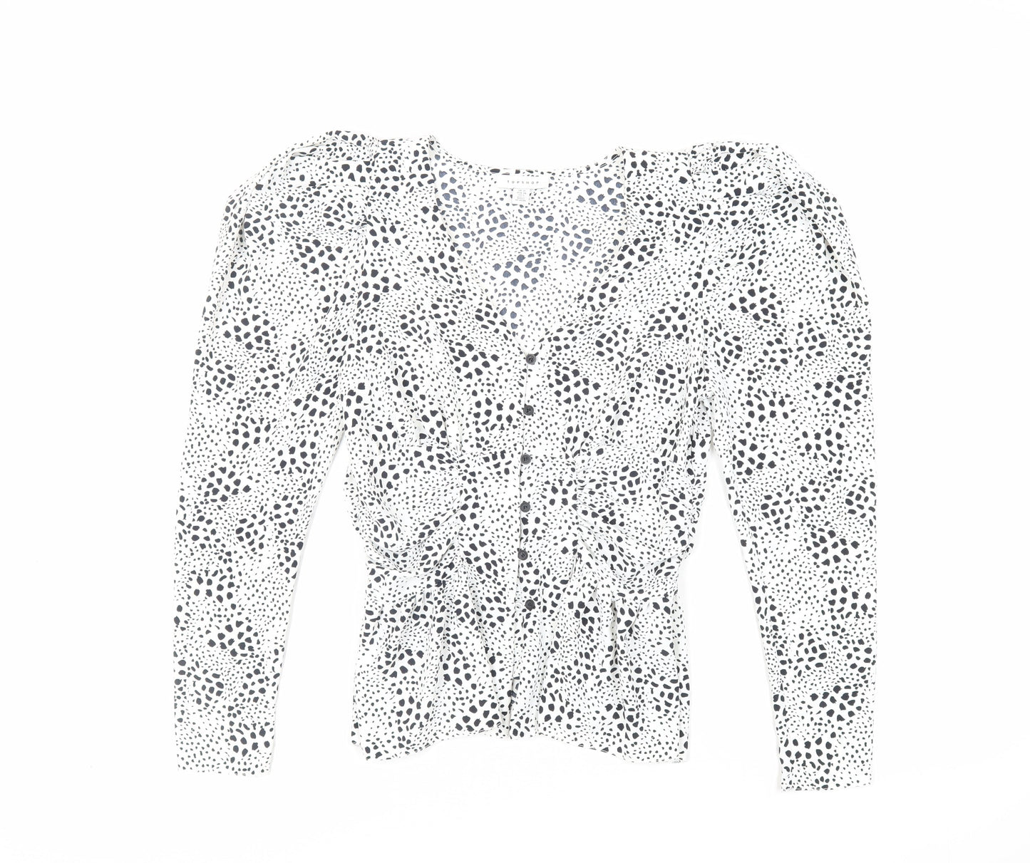 Womens UK Size 10 Topshop White Basic Button-Up