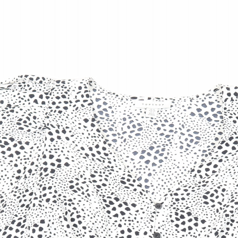 Womens UK Size 10 Topshop White Basic Button-Up