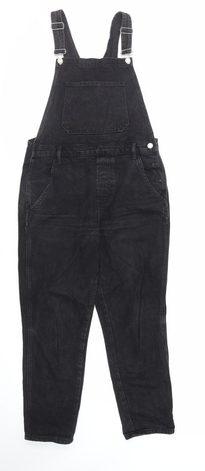 Topshop Womens Black Cotton Straight Jeans Size 10 L27 in Regular Button - Dungarees