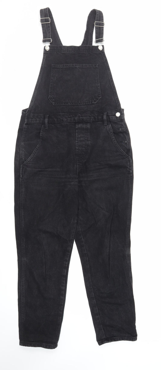 Topshop Womens Black Cotton Straight Jeans Size 10 L27 in Regular Button - Dungarees