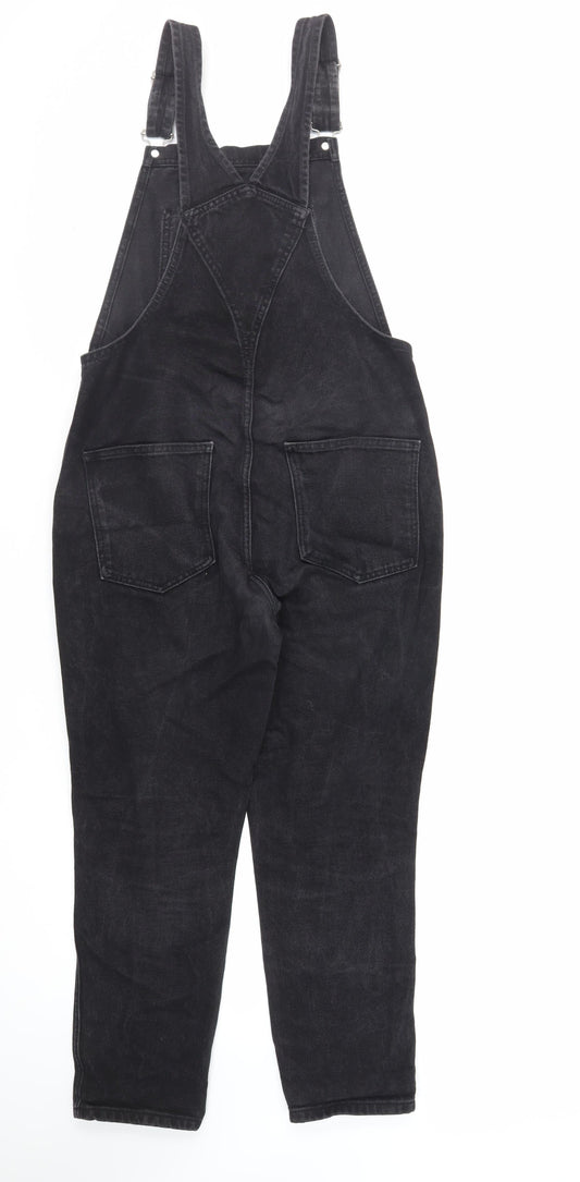 Topshop Womens Black Cotton Straight Jeans Size 10 L27 in Regular Button - Dungarees