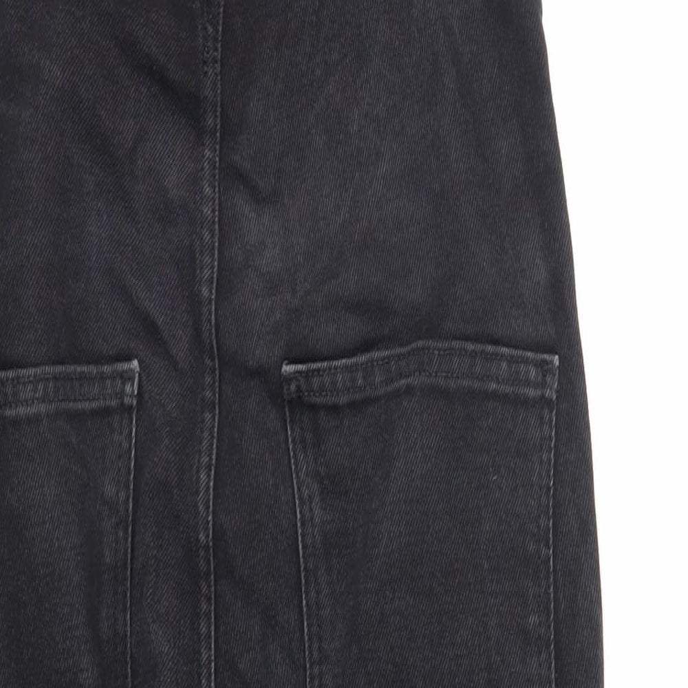 Topshop Womens Black Cotton Straight Jeans Size 10 L27 in Regular Button - Dungarees