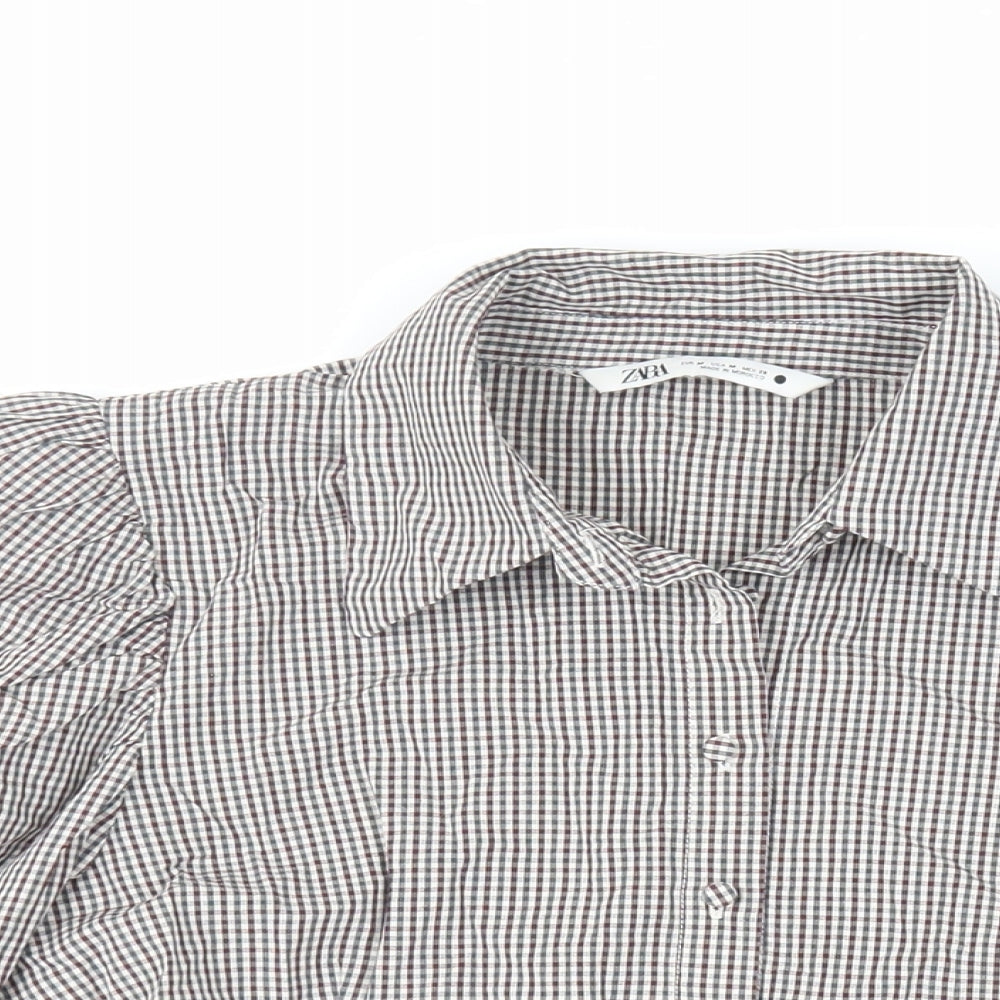 Womens UK Size M Zara Red Basic Button-Up