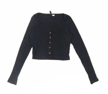 Womens UK Size M H&M Black Cropped T-Shirt