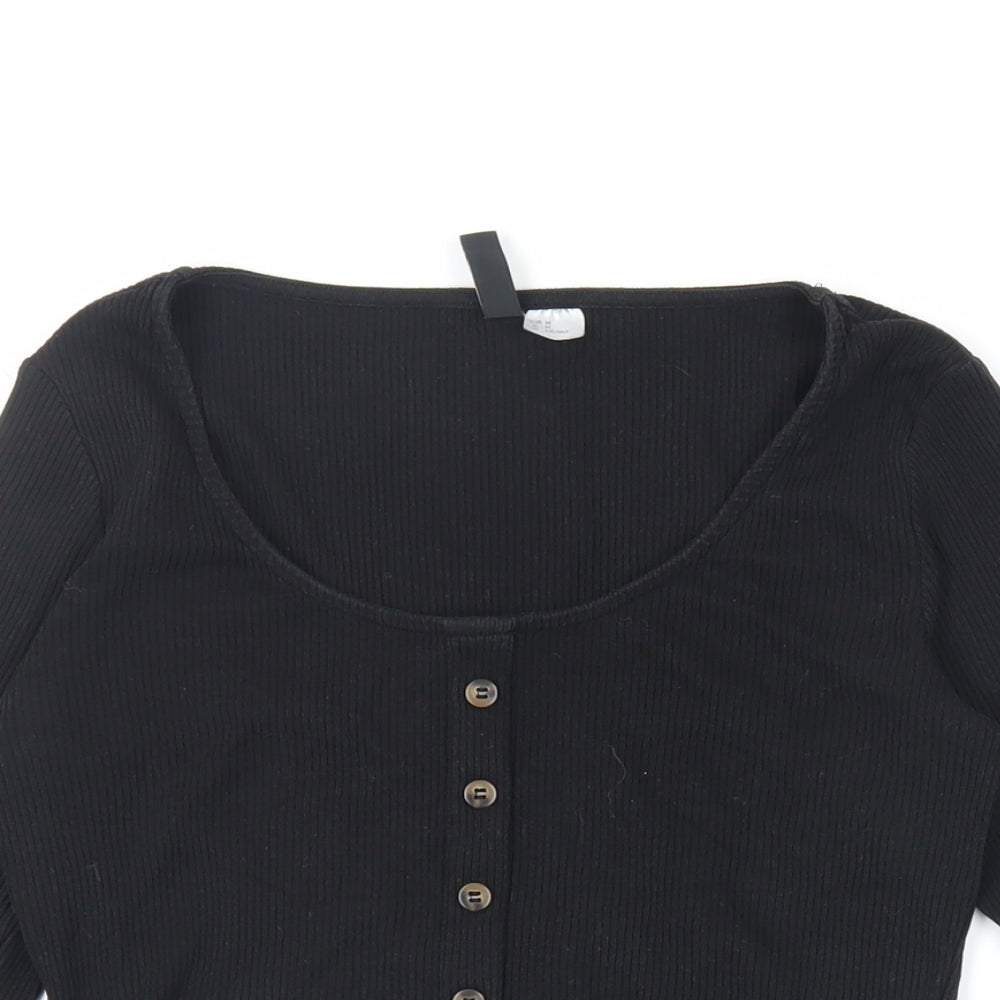 Womens UK Size M H&M Black Cropped T-Shirt