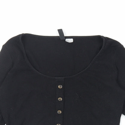 Womens UK Size M H&M Black Cropped T-Shirt