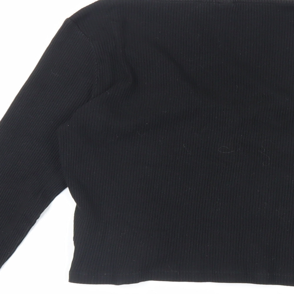Womens UK Size M H&M Black Cropped T-Shirt