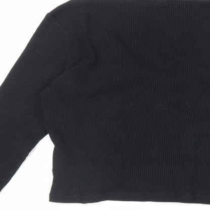 Womens UK Size M H&M Black Cropped T-Shirt