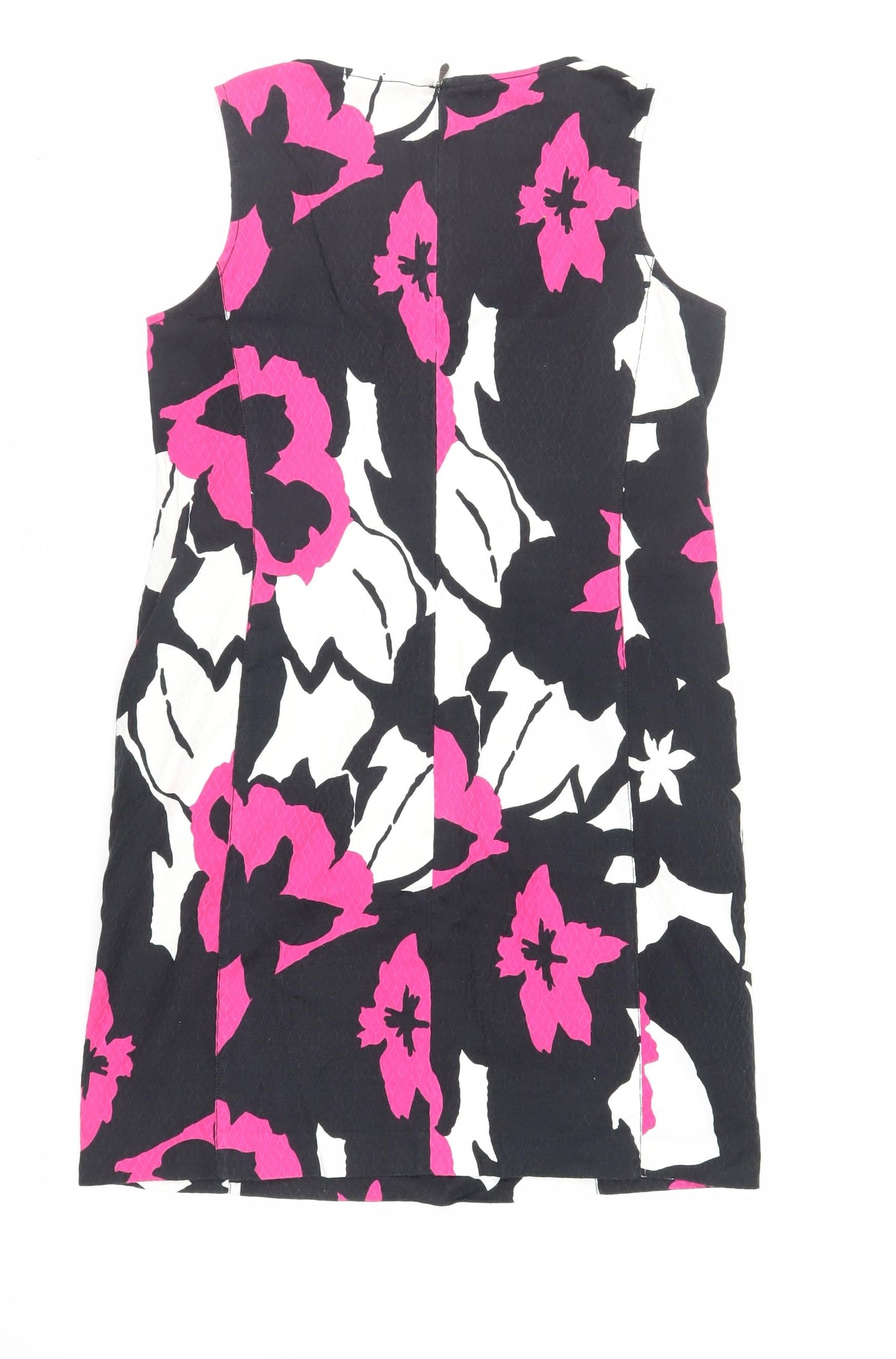 Damsel in a Dress Womens Black Geometric Cotton Shift Size 16 Boat Neck Zip