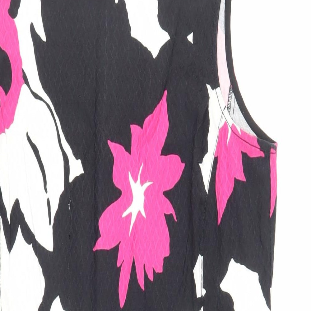 Damsel in a Dress Womens Black Geometric Cotton Shift Size 16 Boat Neck Zip