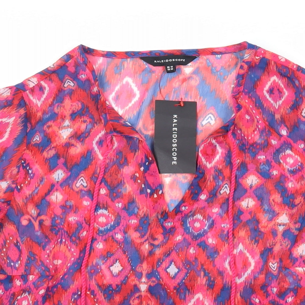Womens UK Size 14 Kaleidoscope Pink Basic Blouse