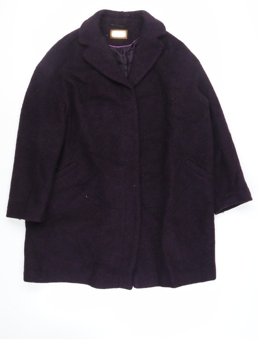 Per Una Womens Purple Overcoat Coat Size 16 Snap
