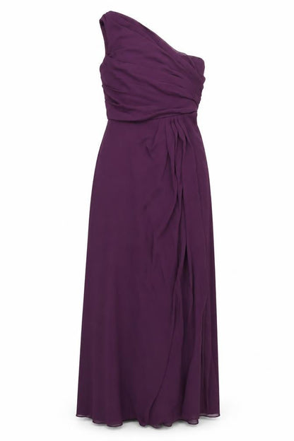 WED2B Womens Purple Polyester Maxi Size 8 One Shoulder Zip
