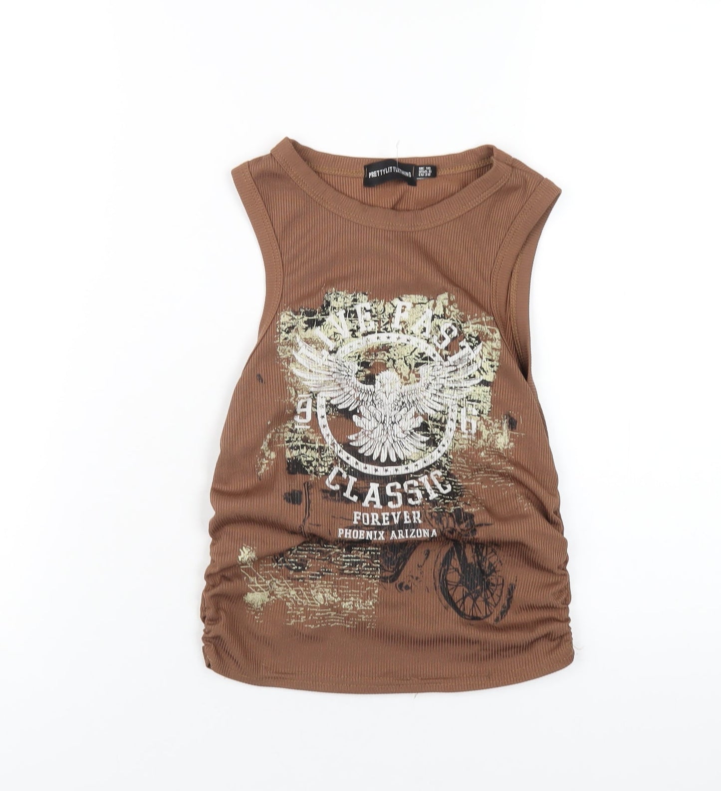 Womens UK Size 10 PRETTYLITTLETHING Brown Basic Tank