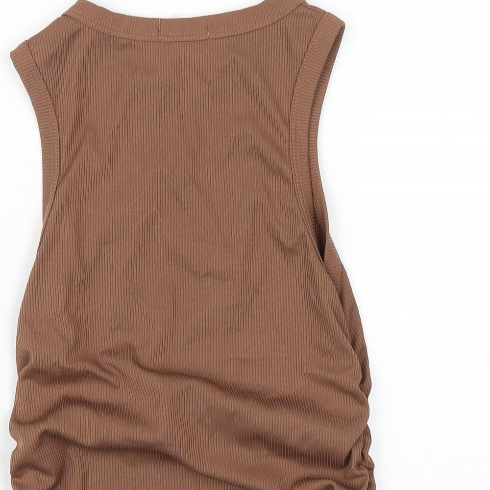 Womens UK Size 10 PRETTYLITTLETHING Brown Basic Tank