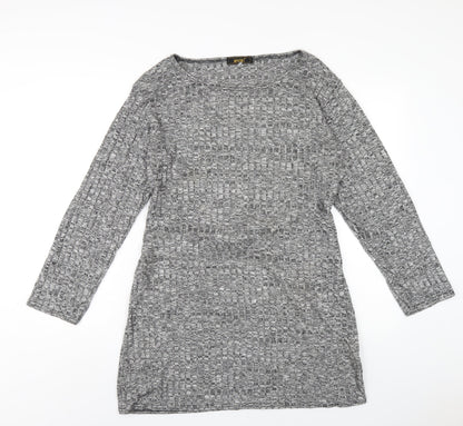 Impossible Womens Grey Polyester Bodycon Size XL Round Neck Pullover