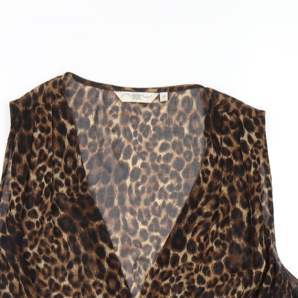 Womens UK Size 14 New Look Brown Basic Blouse